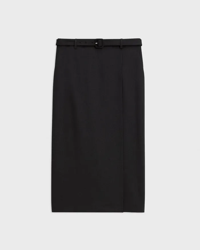 Women Skirts Theory Trouser Skirt In Wool Gabardine Black