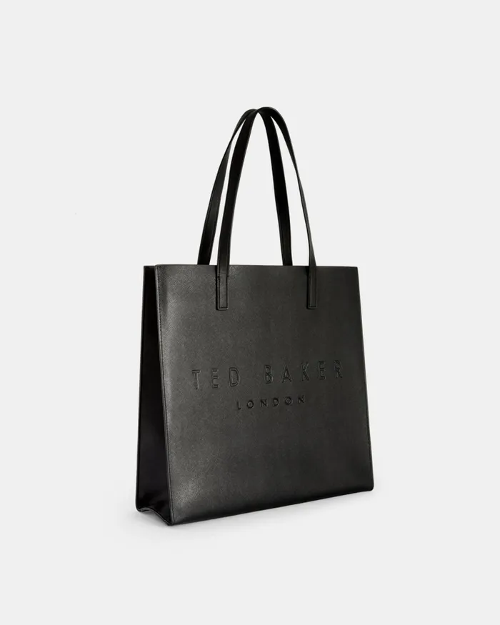Women SOOCON 8211 Large Crosshatch Icon Bag Black Ted Baker Tote Bags