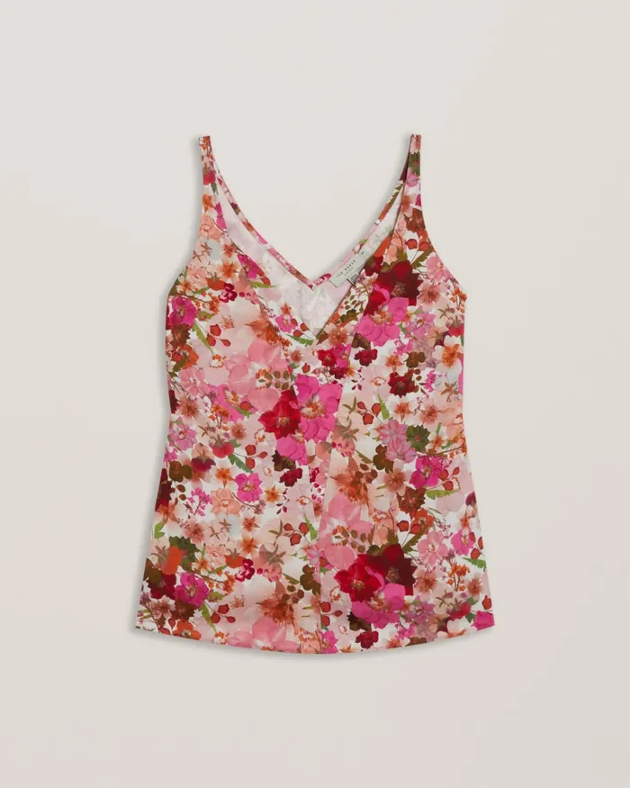 Women SORAPIA 8211 Floral V Neck Panelled Cami Top Pink Ted Baker Tops and Blouses