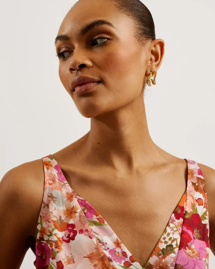 Women SORAPIA 8211 Floral V Neck Panelled Cami Top Pink Ted Baker Tops and Blouses
