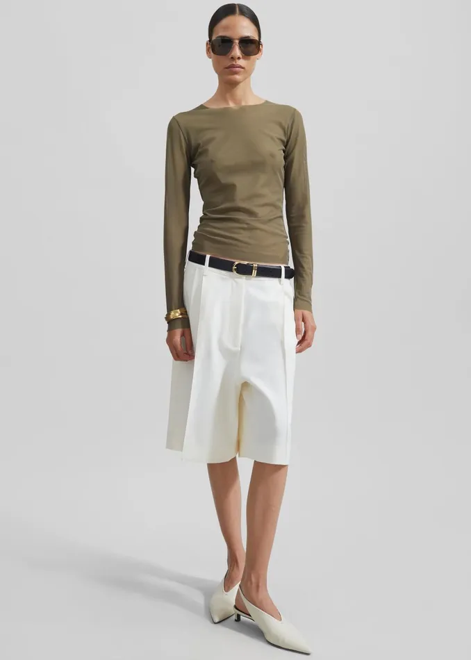 Women Stace Sheer Long Sleeve Tee 8211 Khaki The Frankie Shop Tops