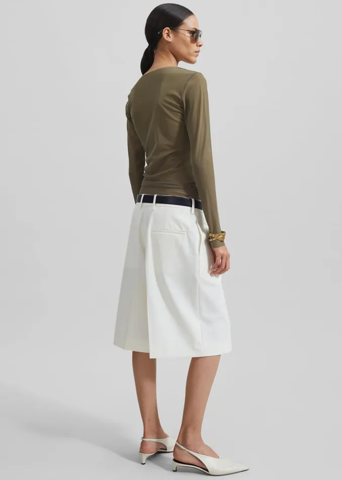 Women Stace Sheer Long Sleeve Tee 8211 Khaki The Frankie Shop Tops