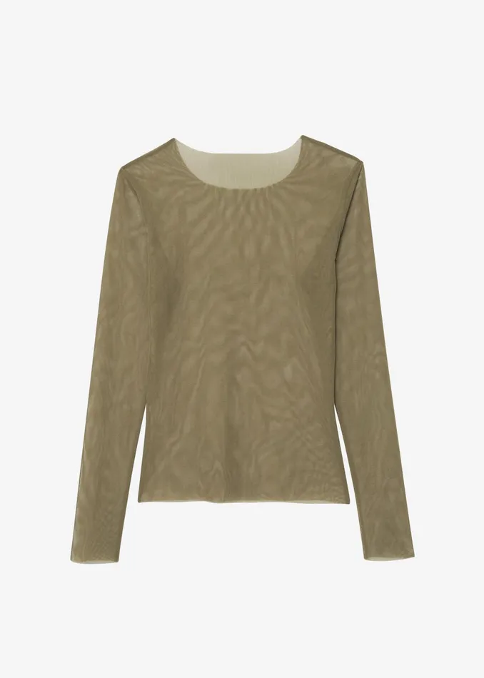Women Stace Sheer Long Sleeve Tee 8211 Khaki The Frankie Shop Tops