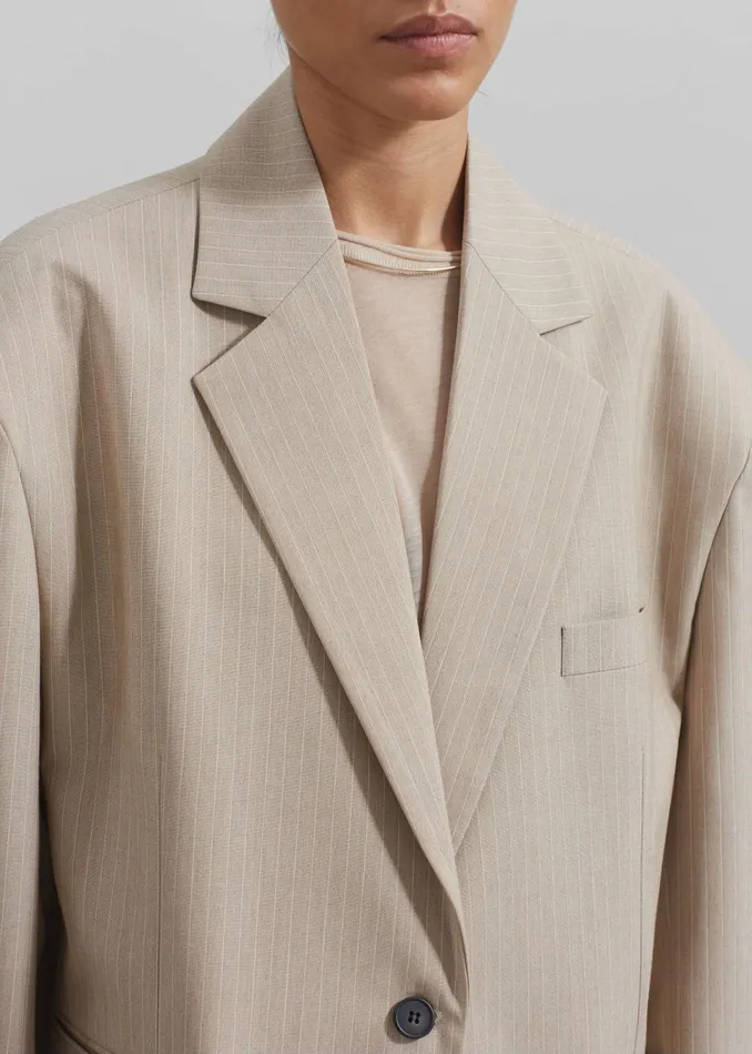 Women Stasia Blazer 8211 Beige Stripe The Frankie Shop Outerwear
