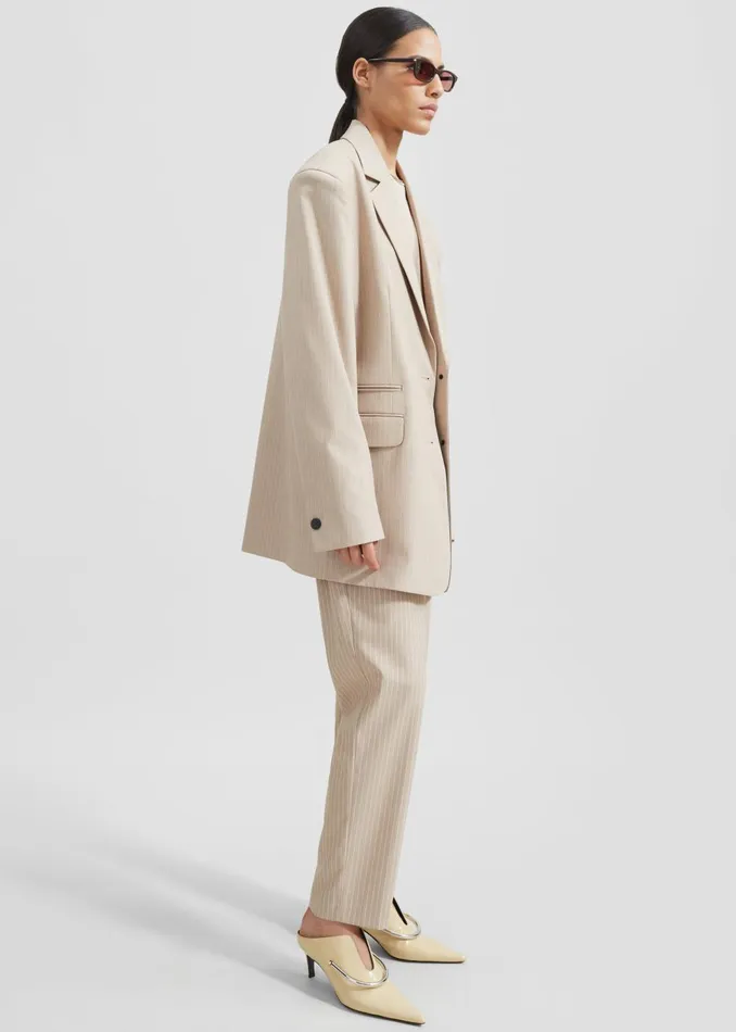 Women Stasia Blazer 8211 Beige Stripe The Frankie Shop Outerwear