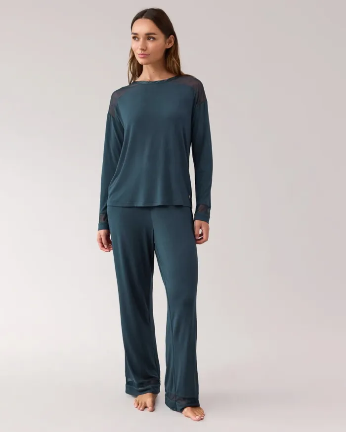 Women STEFFEY 8211 Mesh Panel Long Sleeve Pyjama Set Tealblue Ted Baker Lingerie and Pyjamas Women STEFFEY 8211 Mesh Panel Long Sleeve Pyjama Set Tealblue Ted Baker Lingerie and Pyjamas