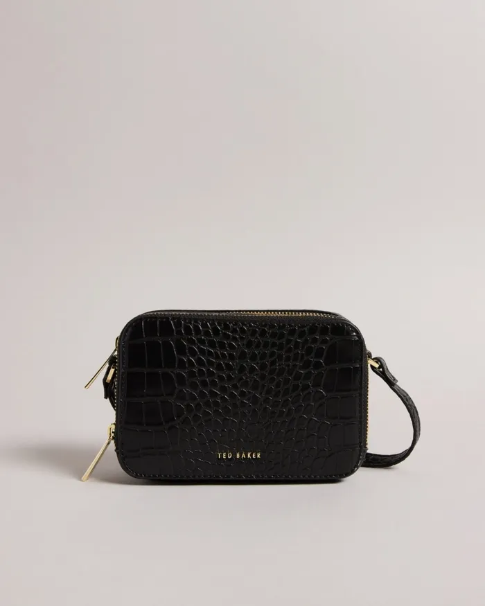 Women STINA 8211 Croc Effect Mini Camera Bag Black Ted Baker Crossbody Bags Women STINA 8211 Croc Effect Mini Camera Bag Black Ted Baker Crossbody Bags