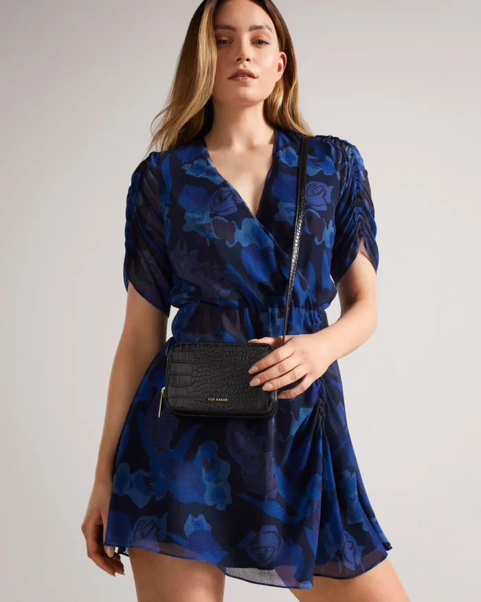 Women STINA 8211 Croc Effect Mini Camera Bag Black Ted Baker Crossbody Bags Women STINA 8211 Croc Effect Mini Camera Bag Black Ted Baker Crossbody Bags