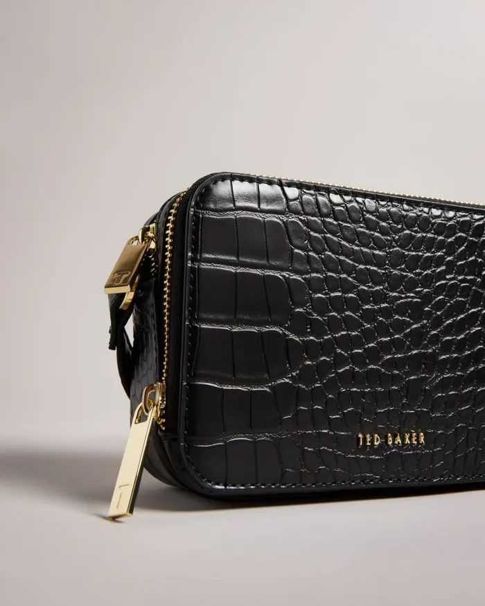 Women STINA 8211 Croc Effect Mini Camera Bag Black Ted Baker Crossbody Bags Women STINA 8211 Croc Effect Mini Camera Bag Black Ted Baker Crossbody Bags