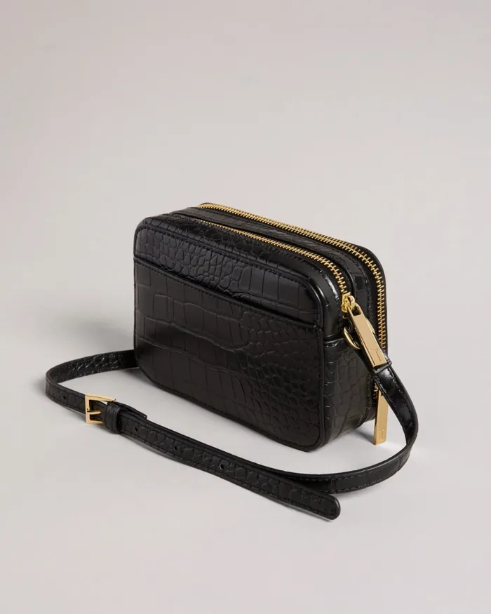 Women STINA 8211 Croc Effect Mini Camera Bag Black Ted Baker Crossbody Bags Women STINA 8211 Croc Effect Mini Camera Bag Black Ted Baker Crossbody Bags