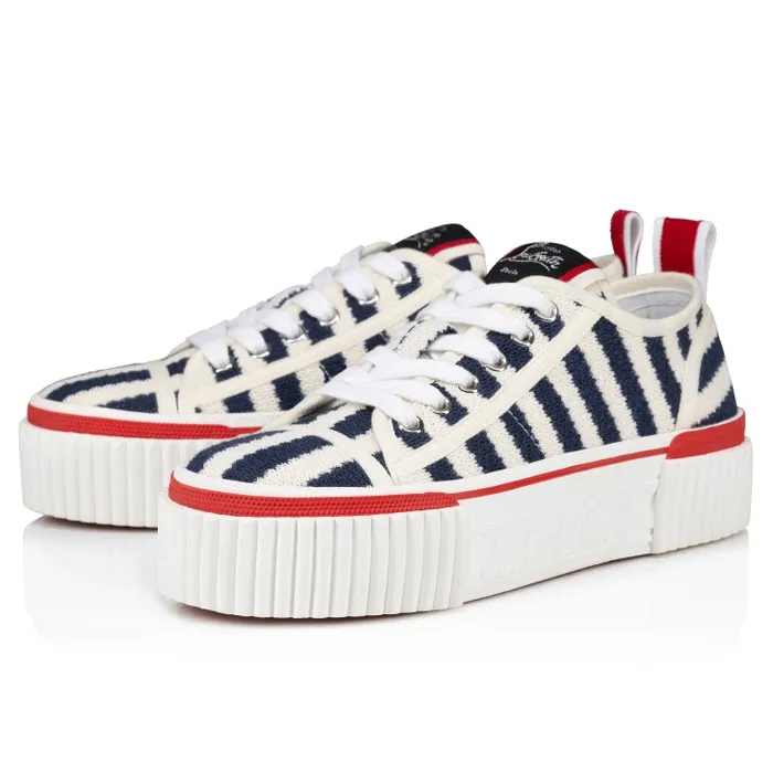 Women Super Pedro 40 Mm Sneakers 8211 Malha Printed Fabric 8211 Blue Christian Louboutin Sneakers