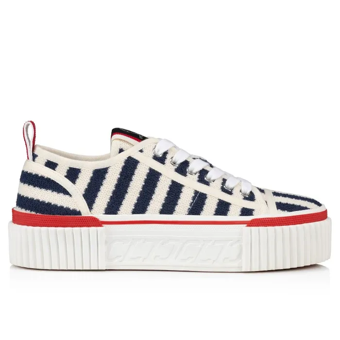 Women Super Pedro 40 Mm Sneakers 8211 Malha Printed Fabric 8211 Blue Christian Louboutin Sneakers