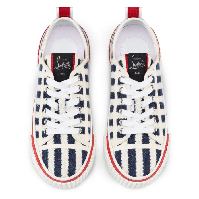 Women Super Pedro 40 Mm Sneakers 8211 Malha Printed Fabric 8211 Blue Christian Louboutin Sneakers