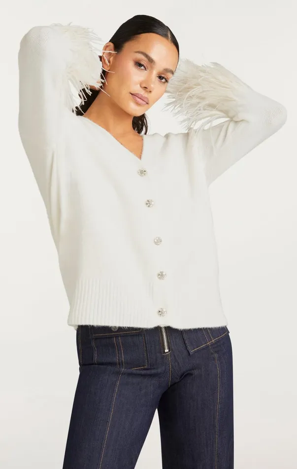Women Sweaters and Knits Cinq Sept Briana Cardigan Ivory