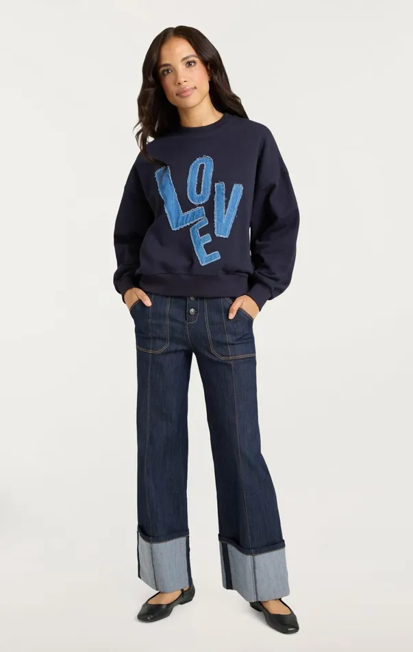Women Sweaters and Knits Cinq Sept Denim Love Brandy Pullover Navy