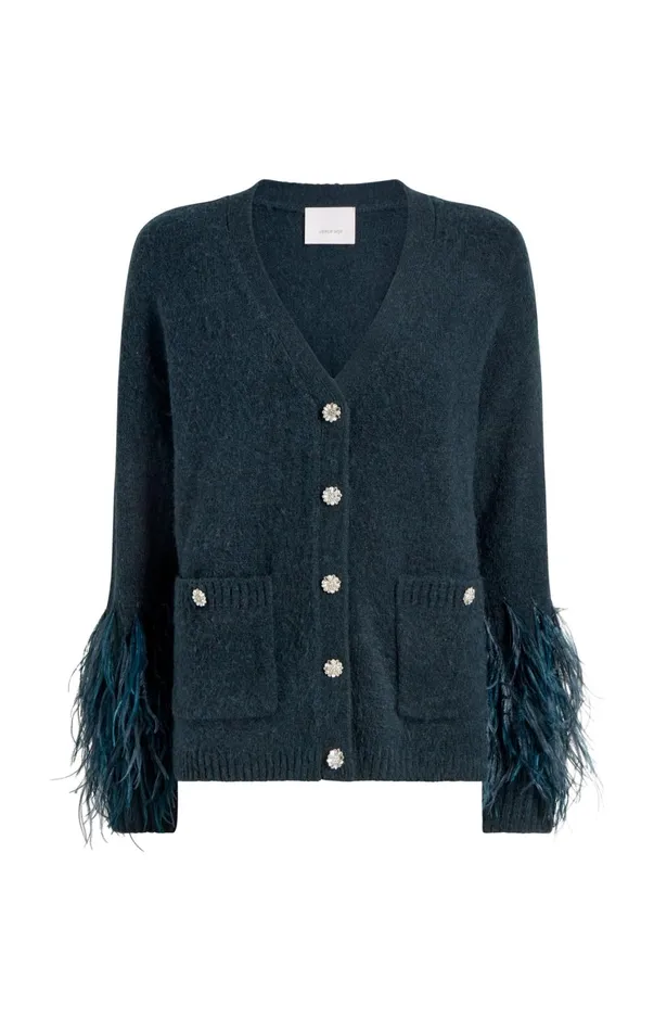 Women Sweaters and Knits Cinq Sept Dreama Marnie Cardigan Green Onyx Multi