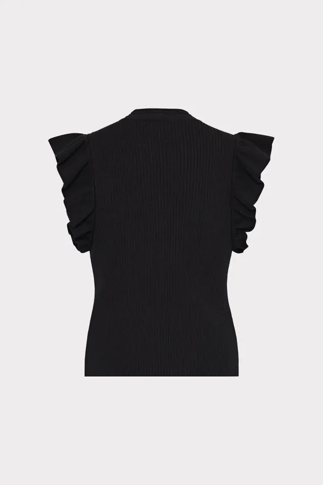 Women Sweaters and Knits Milly Kamila Flutter Sleeve Knit Top Black Women Sweaters and Knits Milly Kamila Flutter Sleeve Knit Top Black