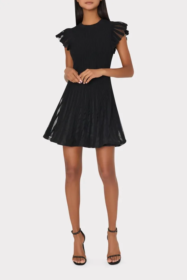 Women Sweaters and Knits Milly Sheer Flutter Sleeve Knit Mini Dress Black Women Sweaters and Knits Milly Sheer Flutter Sleeve Knit Mini Dress Black