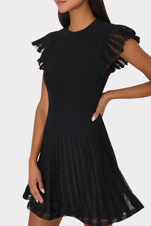 Women Sweaters and Knits Milly Sheer Flutter Sleeve Knit Mini Dress Black Women Sweaters and Knits Milly Sheer Flutter Sleeve Knit Mini Dress Black