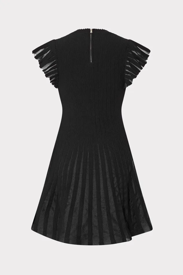 Women Sweaters and Knits Milly Sheer Flutter Sleeve Knit Mini Dress Black Women Sweaters and Knits Milly Sheer Flutter Sleeve Knit Mini Dress Black