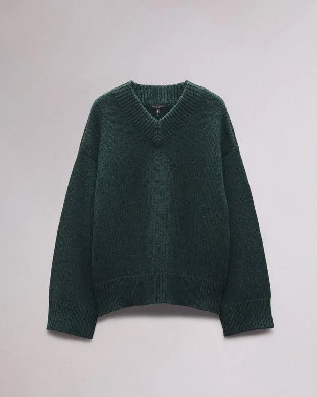 Women Sweaters and Sweatshirts Rag and Bone Danica VNeck Sweater Dark Green