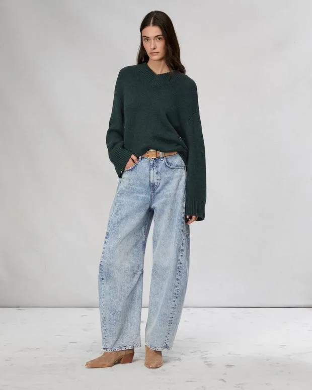 Women Sweaters and Sweatshirts Rag and Bone Danica VNeck Sweater Dark Green