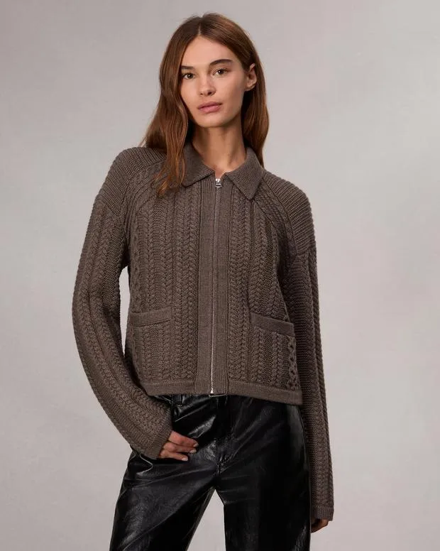 Women Sweaters and Sweatshirts Rag and Bone Kerry Cable Cardigan Brown