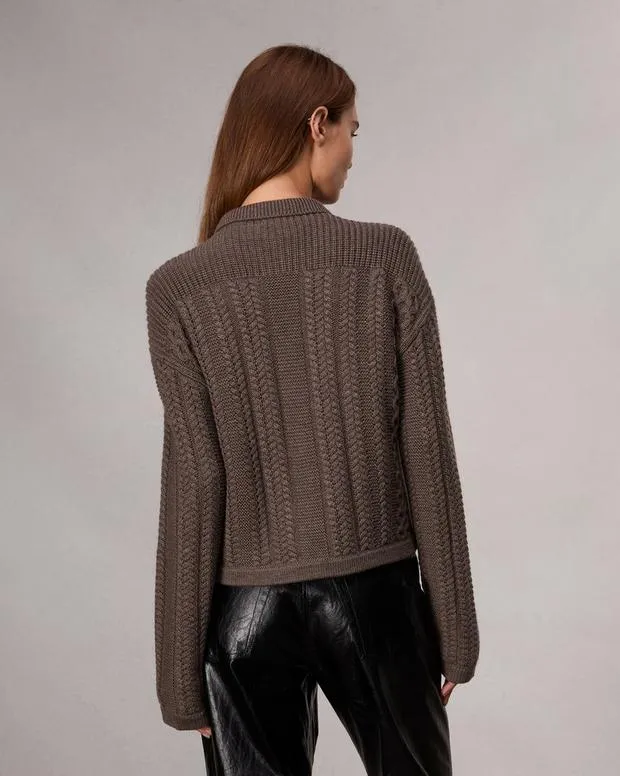 Women Sweaters and Sweatshirts Rag and Bone Kerry Cable Cardigan Brown