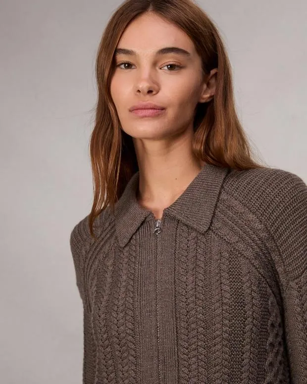 Women Sweaters and Sweatshirts Rag and Bone Kerry Cable Cardigan Brown