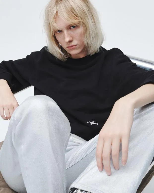 Women Sweaters and Sweatshirts Rag and Bone Vintage Terry Sweatshirt Black