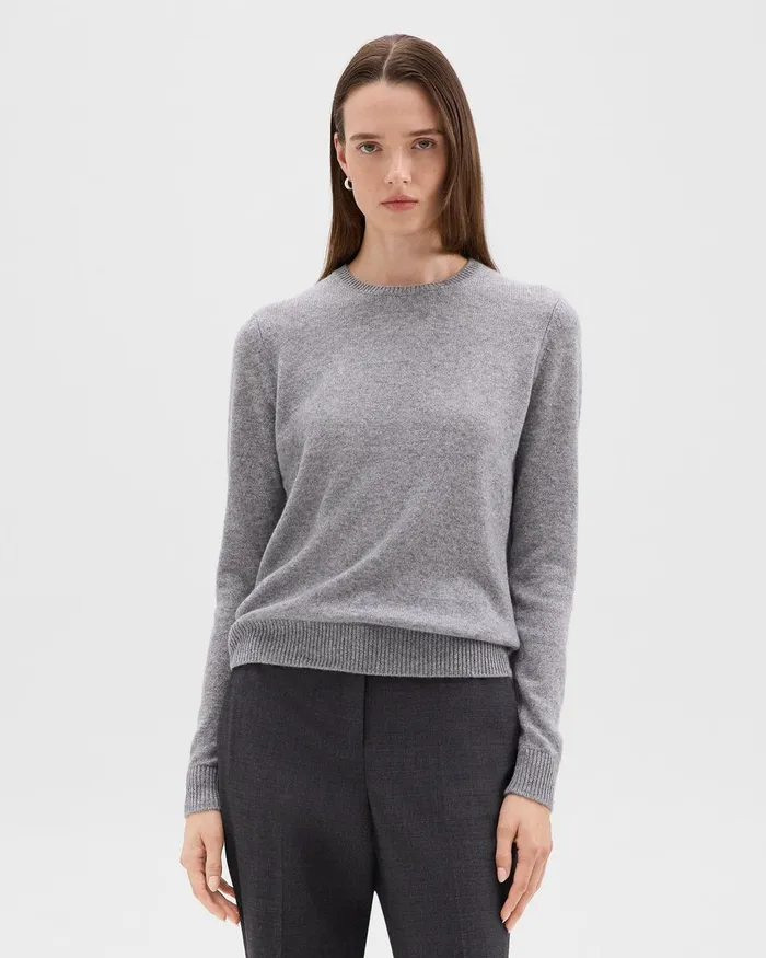 Women Sweaters Cardigans Theory Crewneck Sweater In Feather Cashmere Husky