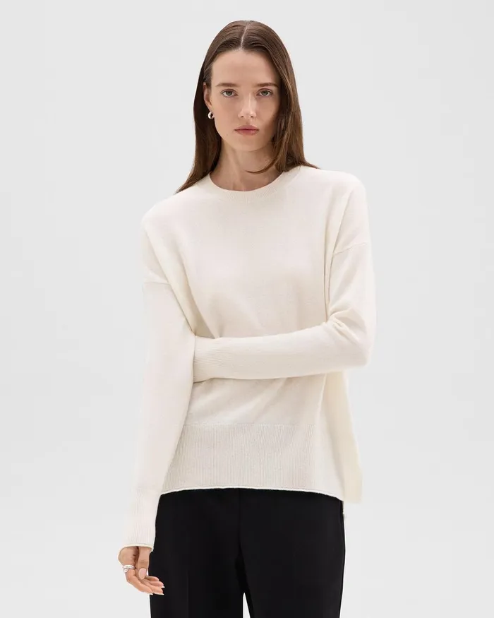 Women Sweaters Cardigans Theory Relaxed Sweater In Cashmere Ivory