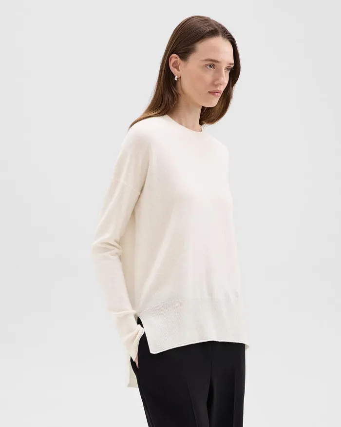 Women Sweaters Cardigans Theory Relaxed Sweater In Cashmere Ivory