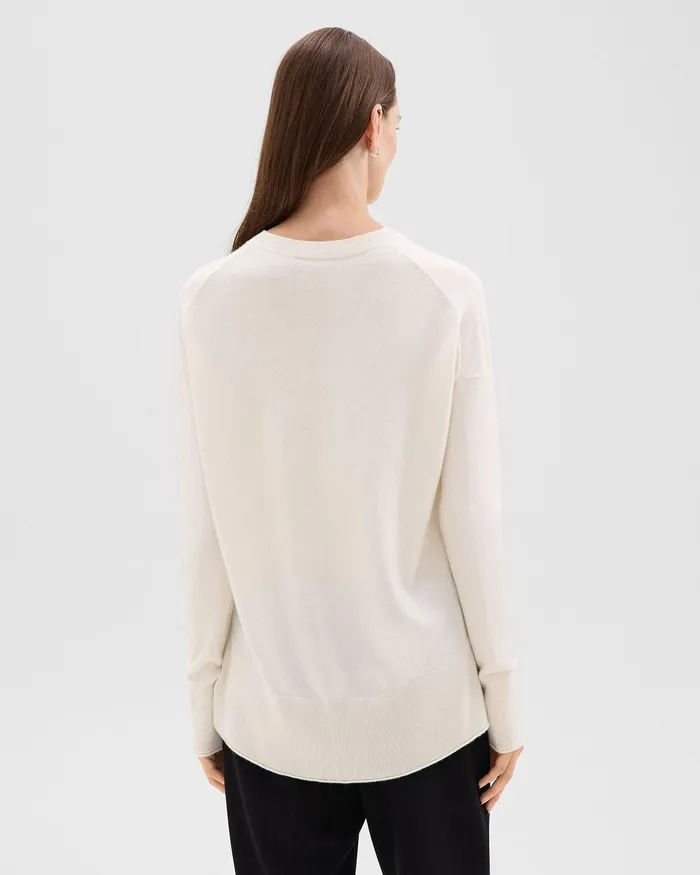 Women Sweaters Cardigans Theory Relaxed Sweater In Cashmere Ivory