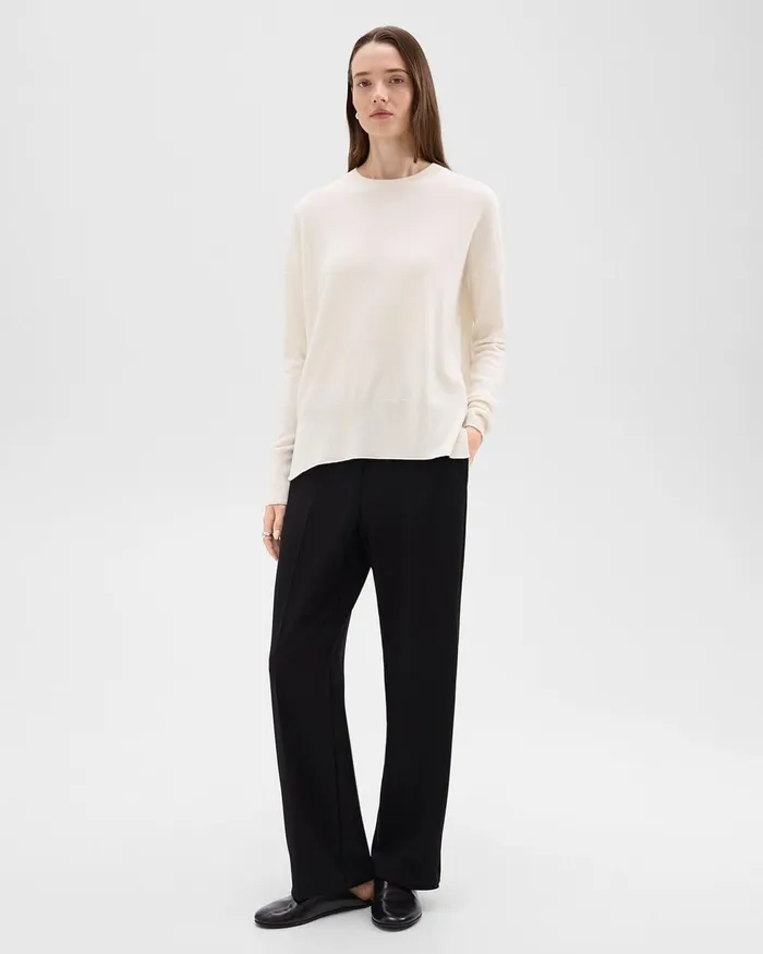 Women Sweaters Cardigans Theory Relaxed Sweater In Cashmere Ivory