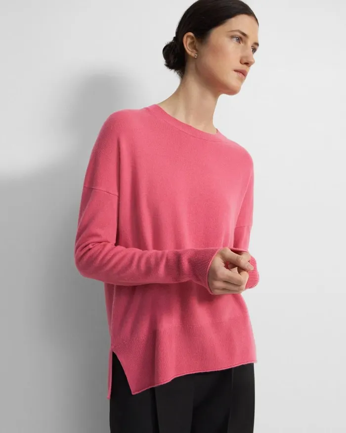 Women Sweaters Cardigans Theory Relaxed Sweater In Cashmere Pink Orchid
