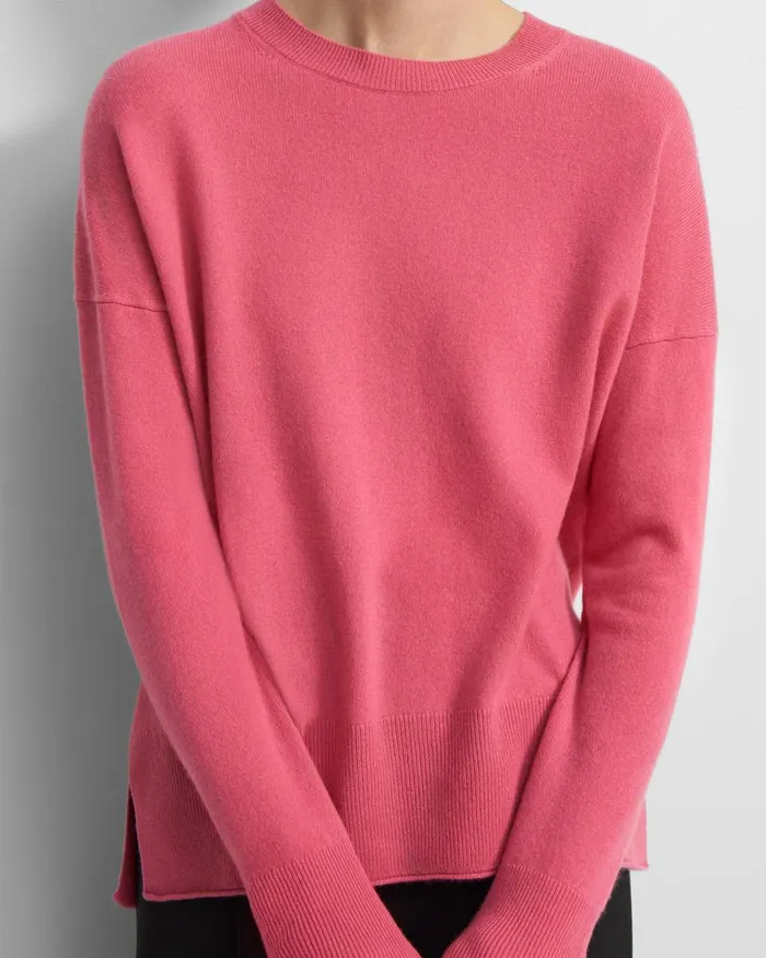 Women Sweaters Cardigans Theory Relaxed Sweater In Cashmere Pink Orchid