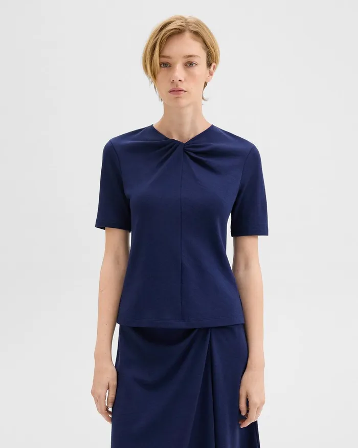 Women Sweaters Cardigans Theory Twisted Sleeveless Top In ViscoseWool Marina Blue