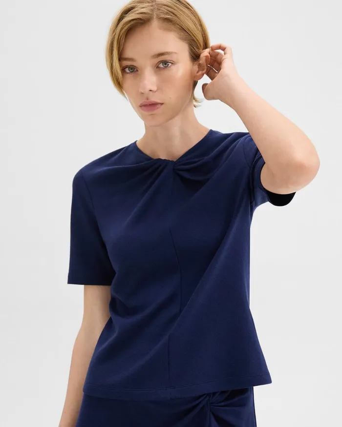 Women Sweaters Cardigans Theory Twisted Sleeveless Top In ViscoseWool Marina Blue