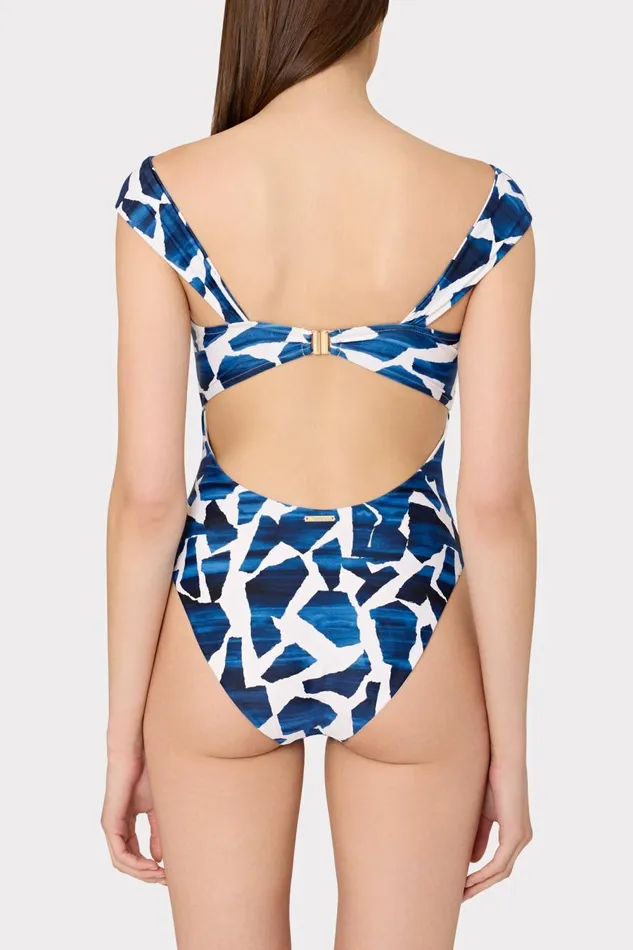 Women Swim and Coverups Milly Betsy Ocean Puzzle Bandeau One Piece Navy Multi Women Swim and Coverups Milly Betsy Ocean Puzzle Bandeau One Piece Navy Multi