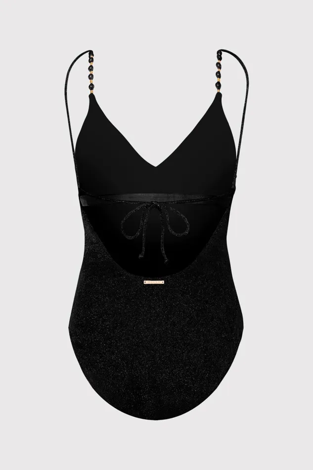Women Swim and Coverups Milly Cannes Beaded Strap One Piece Blackgold Women Swim and Coverups Milly Cannes Beaded Strap One Piece Blackgold