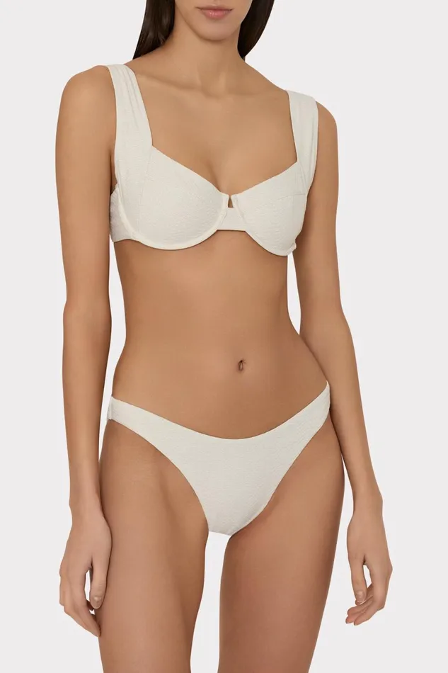 Women Swim and Coverups Milly Chevron Underwire Bikini Top Beigegold