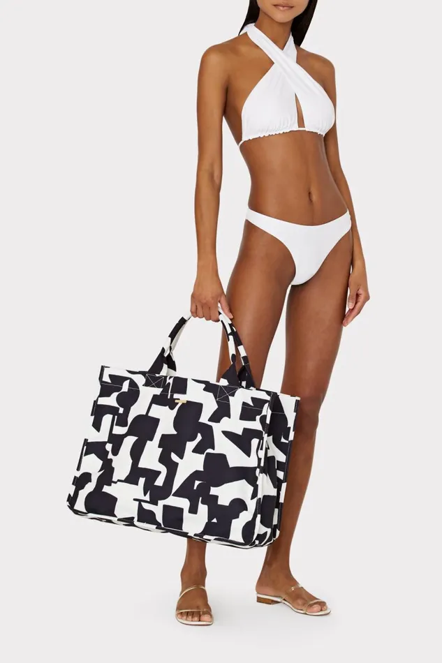 Women Swim and Coverups Milly Milly Mimi Tote Bag Blackecru Women Swim and Coverups Milly Milly Mimi Tote Bag Blackecru