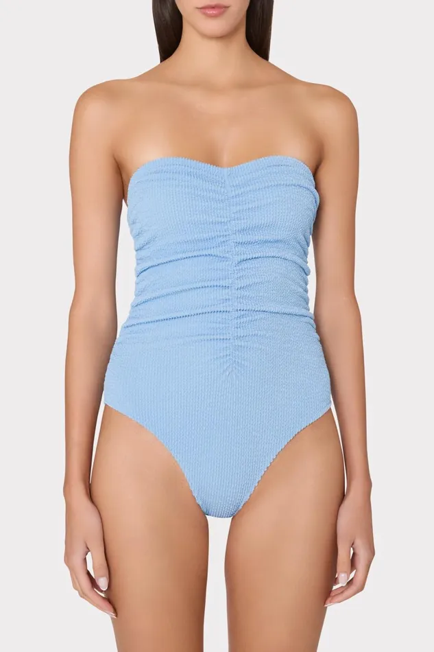 Women Swim and Coverups Milly Textured Ruched One Piece Light Blue Women Swim and Coverups Milly Textured Ruched One Piece Light Blue