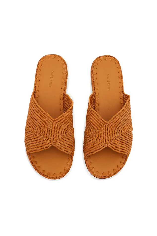 Women Swim LoveShackFancy Carrie Forbes Salon Sandals Cognac