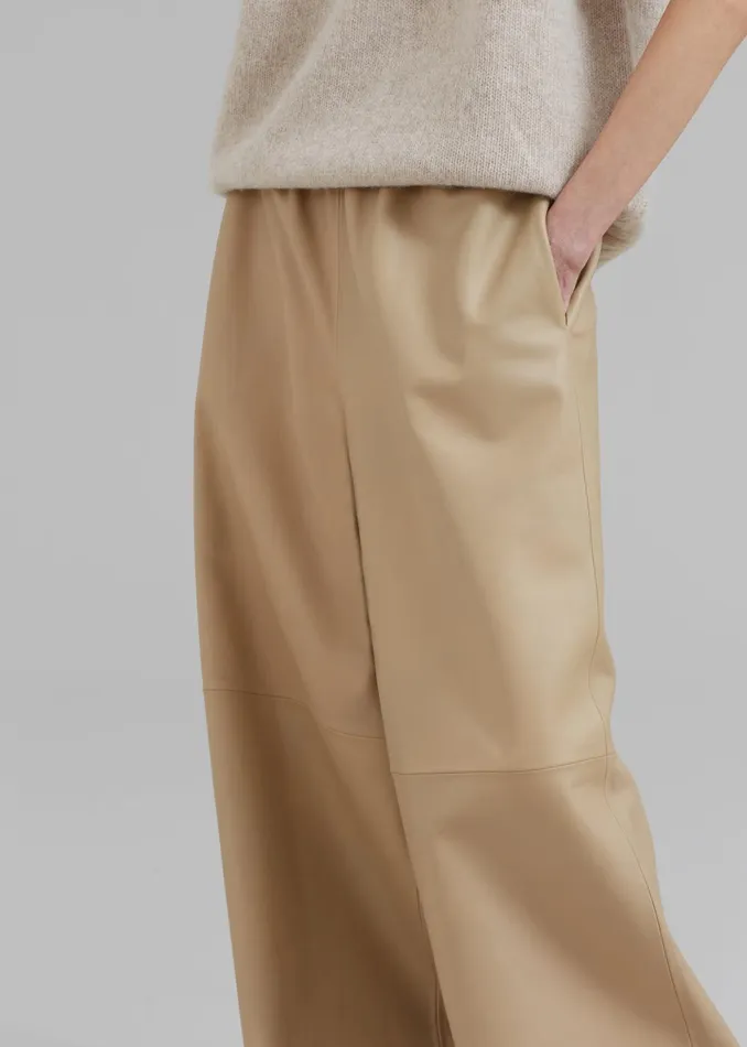 Women Sydney Wide Leather Pants 8211 Beige The Frankie Shop Bottoms