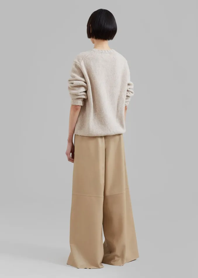 Women Sydney Wide Leather Pants 8211 Beige The Frankie Shop Bottoms