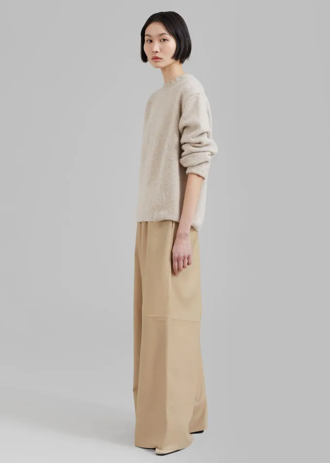 Women Sydney Wide Leather Pants 8211 Beige The Frankie Shop Bottoms