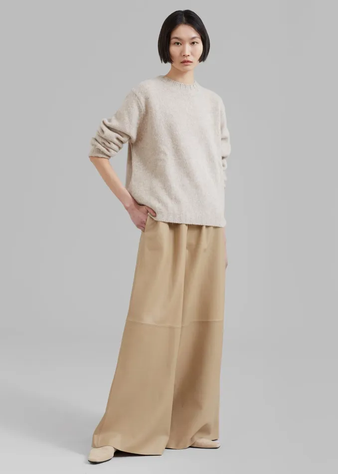 Women Sydney Wide Leather Pants 8211 Beige The Frankie Shop Bottoms