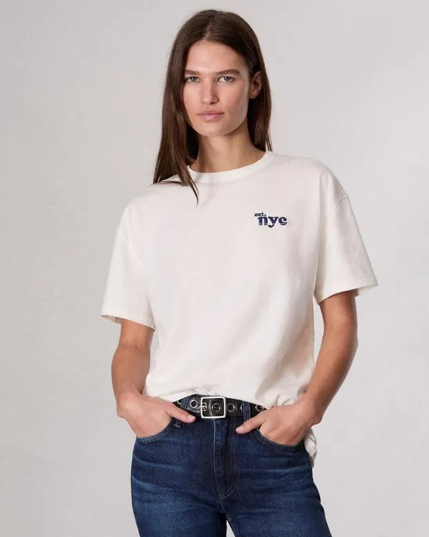 Women TShirts Rag and Bone Nyc Boyfriend TShirt Ivory Multi